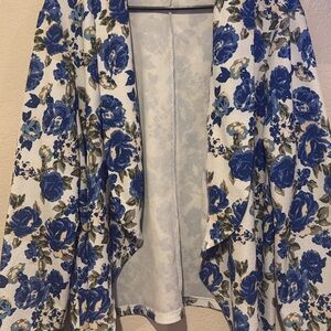 SHEIN Blue Floral Open Jacket